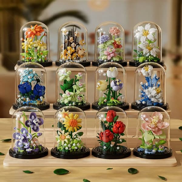 Handgjorda mikropartiklar solrosbukett pusselleksak - DIY skrivbordsdekorationspresent för barn 235pcs