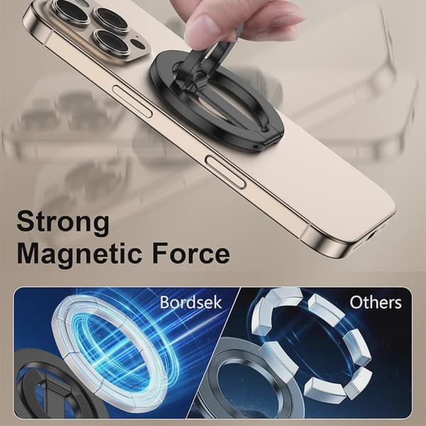 Dobbeltsidet magnetisk ringholder, foldbar telefonstativ, greb til iPhone 16 15 14 Samsung Huawei White With 1 Ring