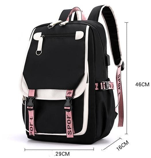 TIK-TOK Backpack waterproof school bag with USB Headphone socket Pink Pink Rosa