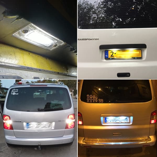 2 stk. LED nummerpladelys til VW T5 Transporter 2003-2009 VW Caddy MK3 2004-2013 Golf 2005-2009 2PCS LED White