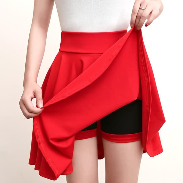 2025 Utsvängda kjolar Basic Shorts för kvinnor Kjol Mode Mångsidig Svart Casual Mini Skater Medium Plisserad Fluffig kjol Plus Size black Size L