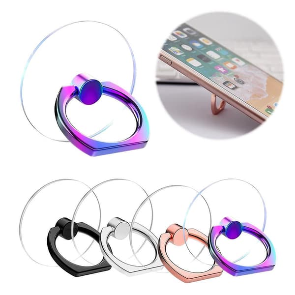 Transparent 360° roterende telefonholder stativ fingergreb støtteben universal til iPhone D
