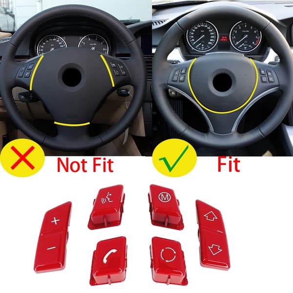 Auton muotoiluohjauspyörän M-painikkeen vaihtokansi sopii BMW 1 3 -sarjan X1 E81 E82 E87 E88 E90 E92 E93 M3 E84 -lisävarusteisiin A Model Black