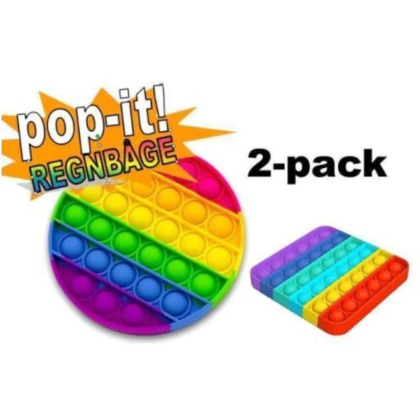2 Pack Popit Fidget Pop It Rainbow Round - CE Godkendt 2st Rund