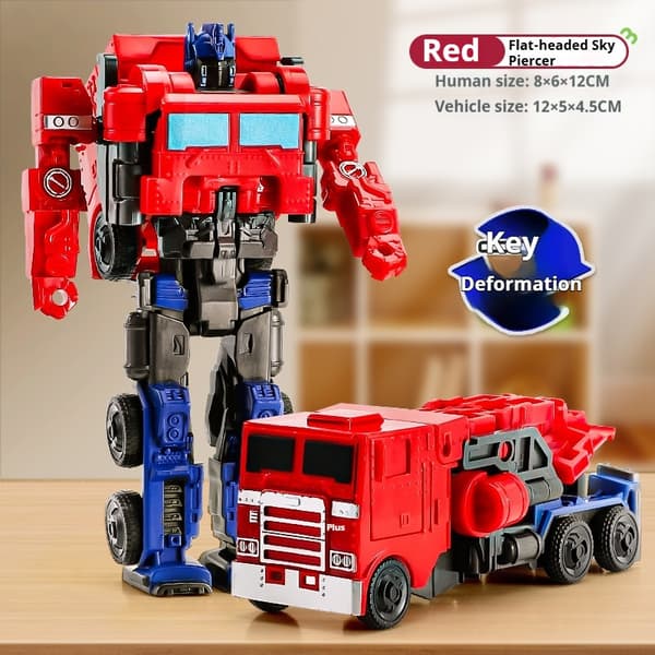 2025 Deformationsbilrobotleksak - enstegstransformerande actionfigur för barn, pusselmodell Red