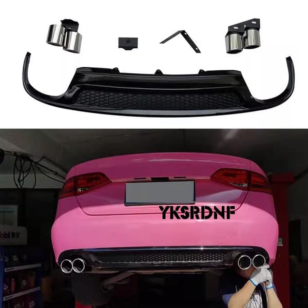 2009 til 2016 PP bagkofanger diffusorlæbe til Audi A4 B8 Standard 4 dørs bagkofanger diffusorlæbe spoilerbeskyttelse 2013-2016 standard