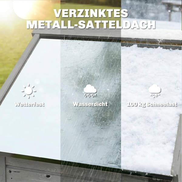 Trädgårdsskjul i trä, extra högt, med justerbart hyllplan, magnetisk dörr, galvaniserad takventilation