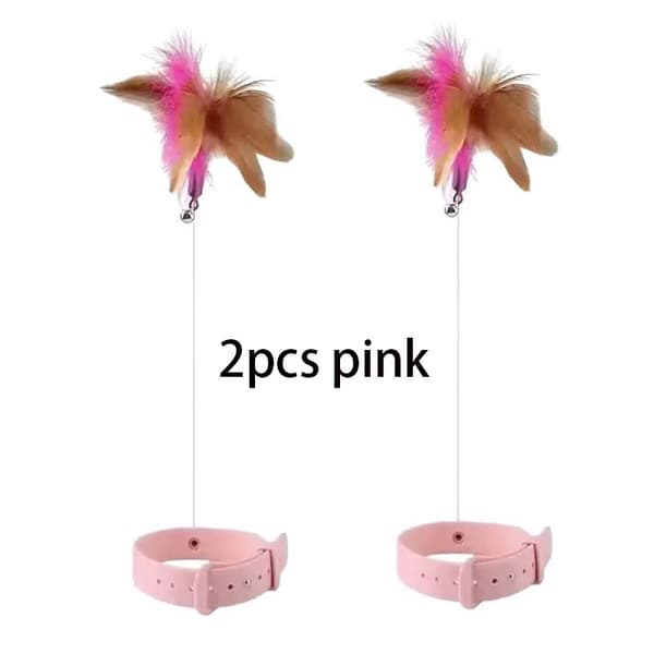 Drillelegetøj til kattehalsbånd, selvlegetøj til kedsomhed, velegnet til indekatte til motion 2pcs pink