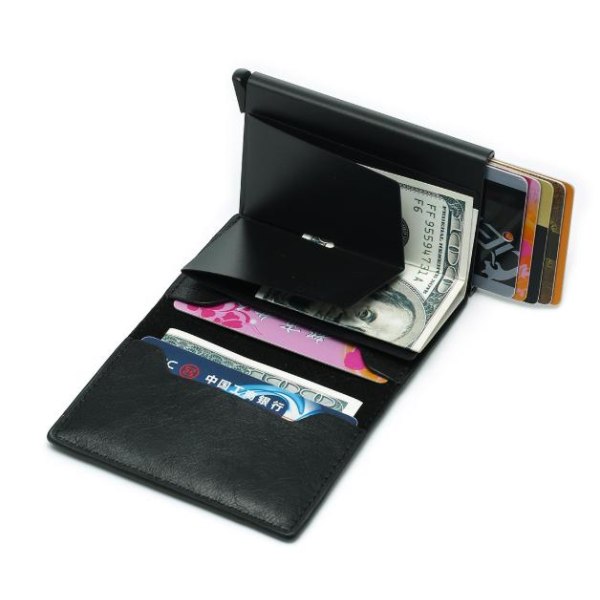 PopUp-älykorttipidike työntää eteenpäin 8 korttia - RFID-NFC Secure Black