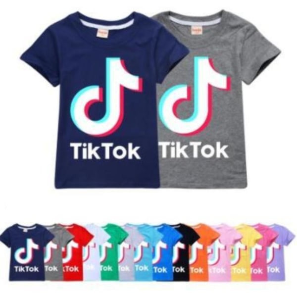 Tik-Tok tonåring fasion T- Shirt Kortärmad White Vit 140