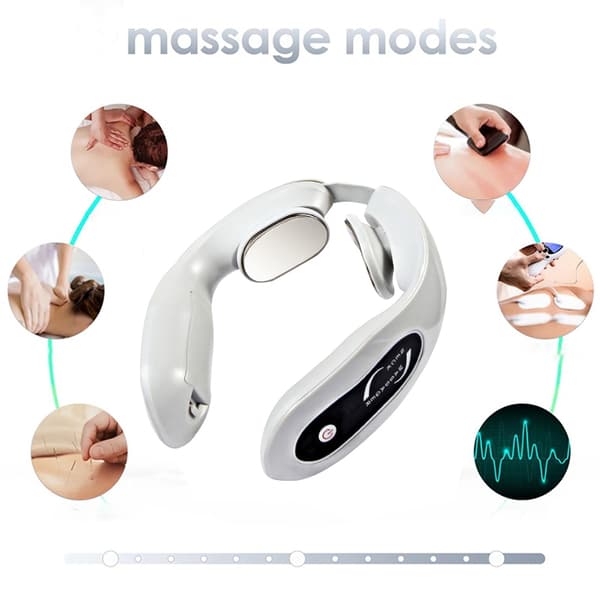 Intelligent nackmassageinstrument Bärbar nackmassage och avkopplande instrument Torrbatteridrivet grått blue(usb charge)