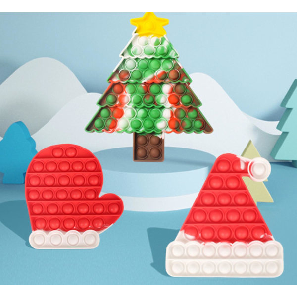 8 Pack Christmas Jul julklappar Pop it Fidget Toy Ljusrosa