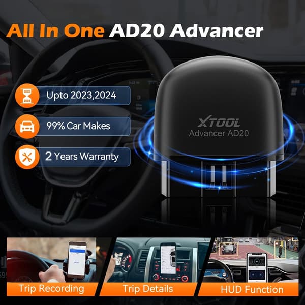 XTOOL Advancer AD20 Mini Bluetooth 5.0 OBD2 Scanner Fuld OBD2 Funktioner Bildiagnostisk Scanningsværktøj Læs/Slet Fejlkode Universal Advancer AD20