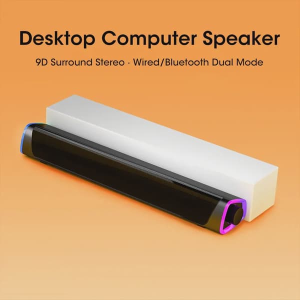 4D Computerhøjttaler Bar Stereolyd Subwoofer Bluetooth Højttaler Til Macbook Laptop Notebook PC Musikafspiller Kablet Højttaler Bluetooth White