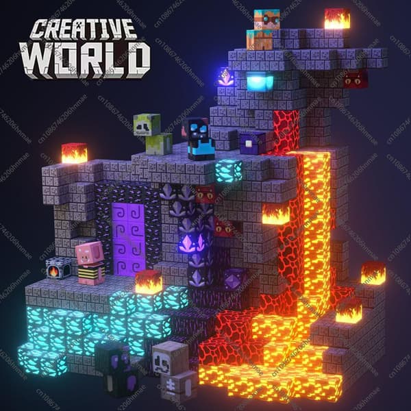 Magnetiske byggeklodser sæt til børn 3+ - Mine World Magnet Cube Stabling Construction Legetøj DoorAndBed-20PCS