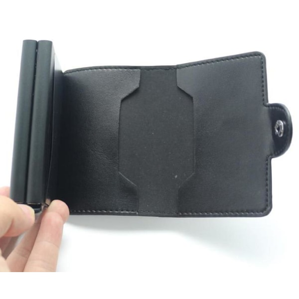 Kaksinkertainen varkaudenesto lompakko RFID-NFC Suojattu POP UP -korttipidike Black Svart - 12st Kort
