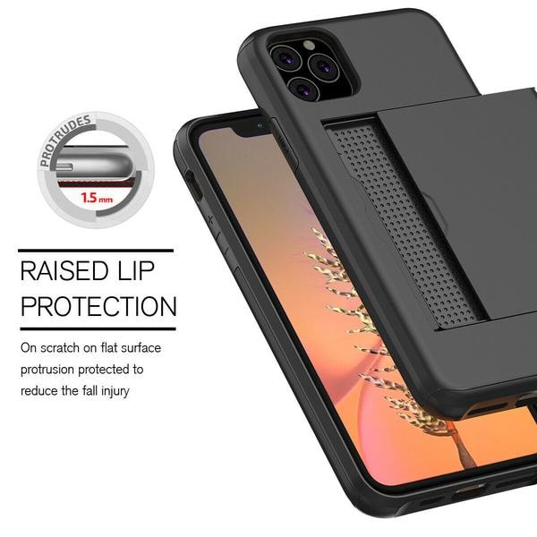 iPhone 11 Shockproof Cover with Card Compartment 5 Color Wallet Red Till iPhone 11 RÖD