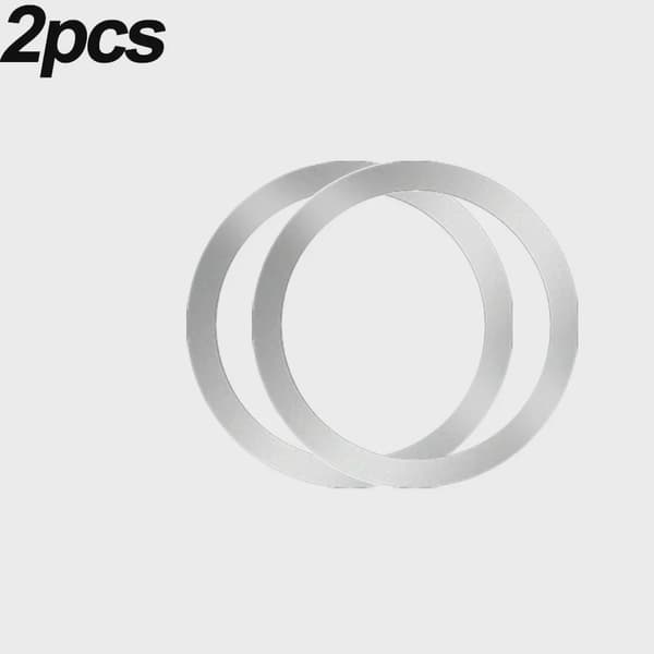 2024 Rustfrit Stål Universal Magnetisk Metalplade Ring til Magsafe Trådløs Oplader Holder Silver-A 2Pcs