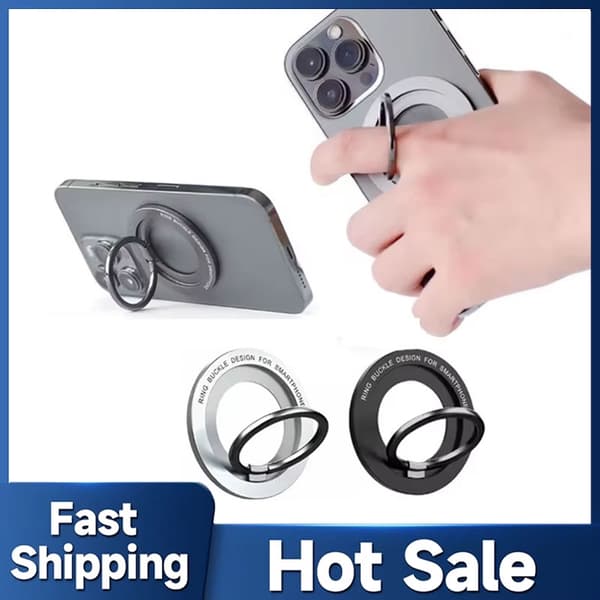 Magnetisk Magsafe Telefonholder Stativ Mini Magnet Fingerringstik til iPhone 16 15 14 13 12 Pro Max Silvery