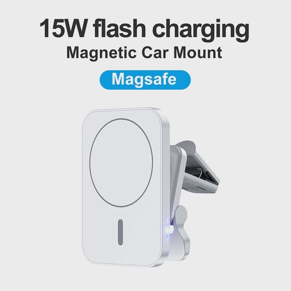 15W hurtig magnetisk trådløs biloplader luftventil telefonholder til iPhone 12 13 14 Pro Max Type 1 Black QC3.0