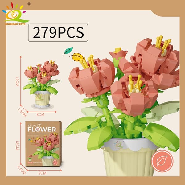 HUIQIBAO MOC Eternal Bouquet Micro Building Blocks - DIY Blomstermodell för heminredning och barn NO.22 with box