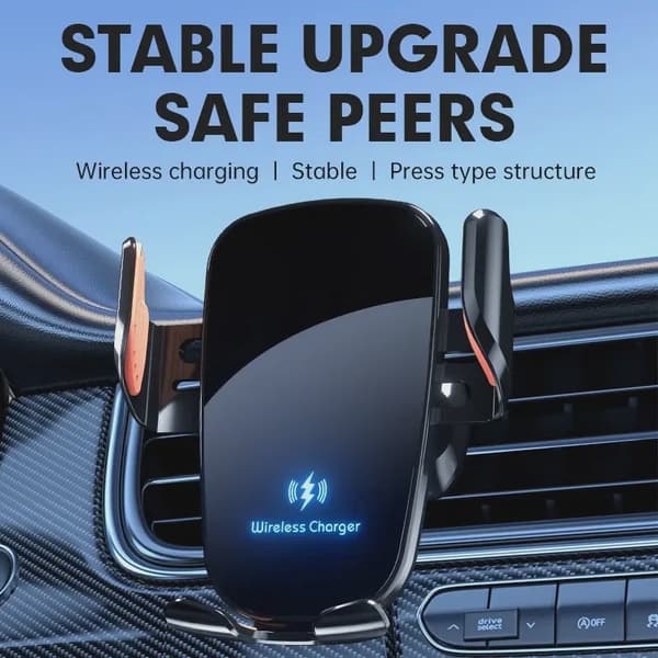 UYUXIO Trådløs Biloplader Luftventil Telefonholder Hurtig Opladning til iPhone 16 Pro Max Samsung Android Black