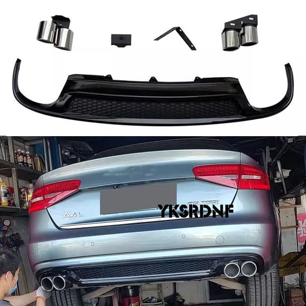 2009 til 2016 PP bagkofanger diffusorlæbe til Audi A4 B8 Standard 4 dørs bagkofanger diffusorlæbe spoilerbeskyttelse 2009-2012 standard
