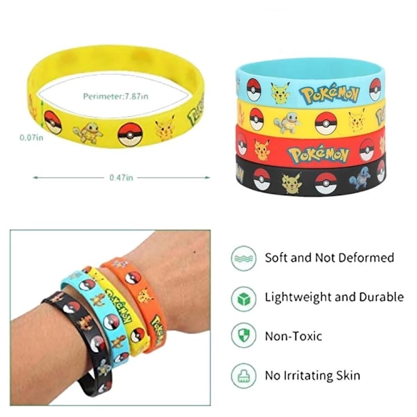 12st Pokemon Pikachu Armband Silikonarmband Figur Cartoon