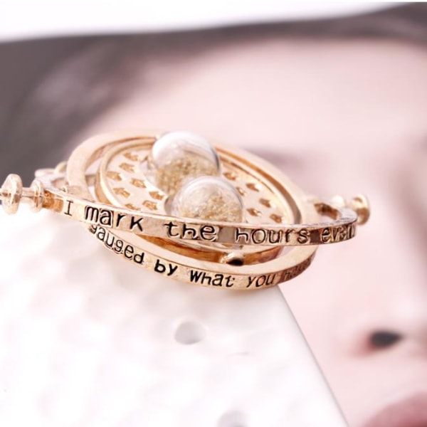 Harry Potter Time Turner Halsband Hermiones  Vit Sand goldplated Guld