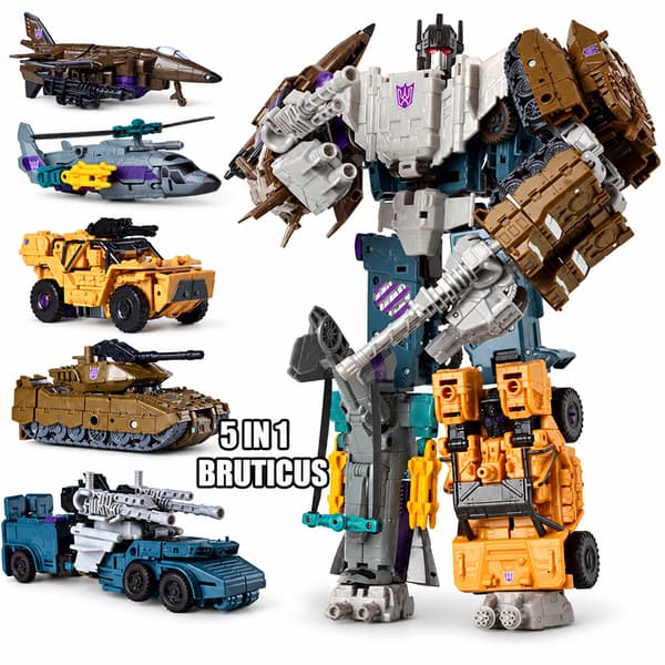 HZX Defensor Bruticus Superion Devastator 5-i-1 6-i-1 Transformation Robot Action Figurer 5IN1 Bruticus 12"