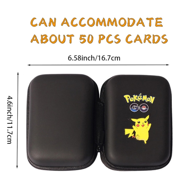 Pokemon Pikachu Spelkortshållare Album Hard Case Förvaringsbox Svart