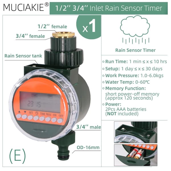 Trädgårdsvattentimer Hem Inomhus Utomhus Tidsinställd bevattningsregulator Automatisk sprinkler Programmerbar ventil Kran Slang Elektronisk E