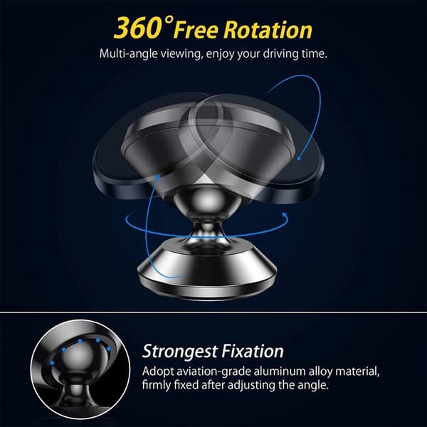 Universel magnetisk bilholder til iPhone Samsung mobil GPS-stativ black