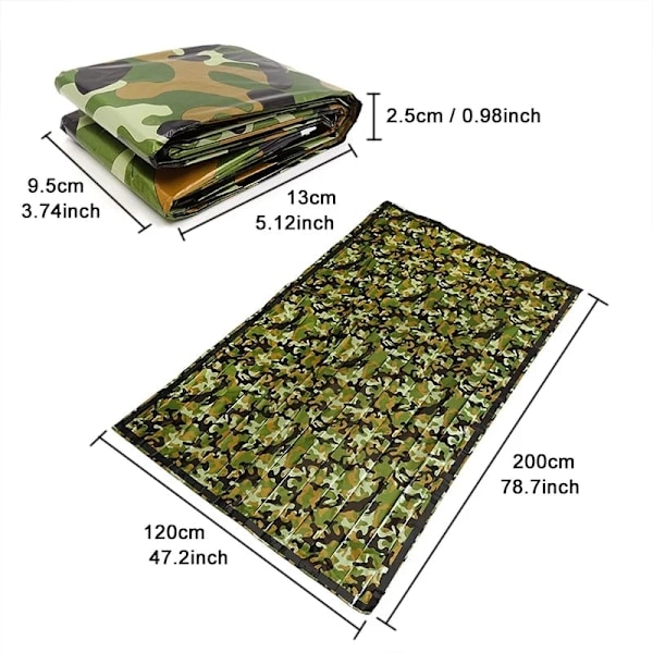 Nödsovsäck med Visselpipa – Värmeisolerande, Vattentät och Lätt – Perfekt för Överlevnad, Camping & Vandring Camouflage Green
