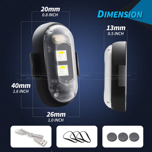 RGB LED-fly Strobelys Motorcykellys LED-blitzposition Trådløst lys Fly Helikopter Advarselslys 8pcs