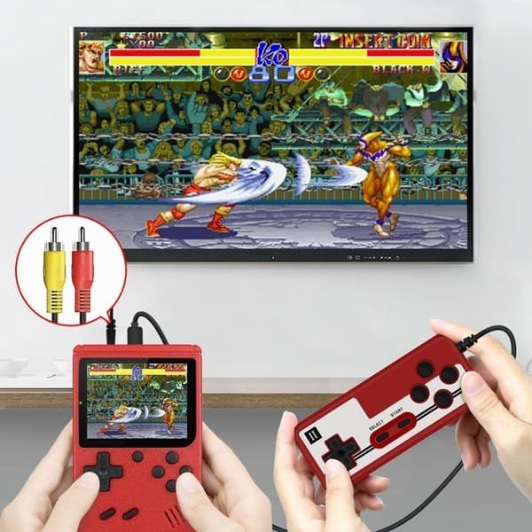 2,4" Retro bærbar mini håndholdt spilafspiller 8 bit videospilkonsol Indbygget 500 spil Gameboy til Blue with gamepad