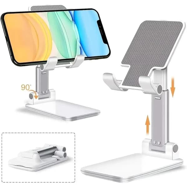 Justerbar universel mobiltelefon- og tabletholder til iPhone, iPad, Xiaomi skrivebordsbrug WHITE