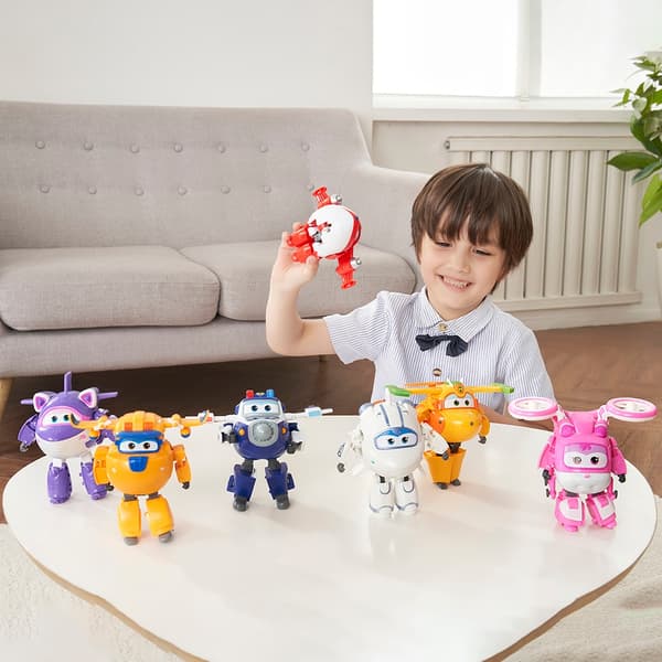 Super Wings 5" Transforming Jett, Dizzy, Donnie Actionfigurer - Robotleksaker för barnflygplan Crystal