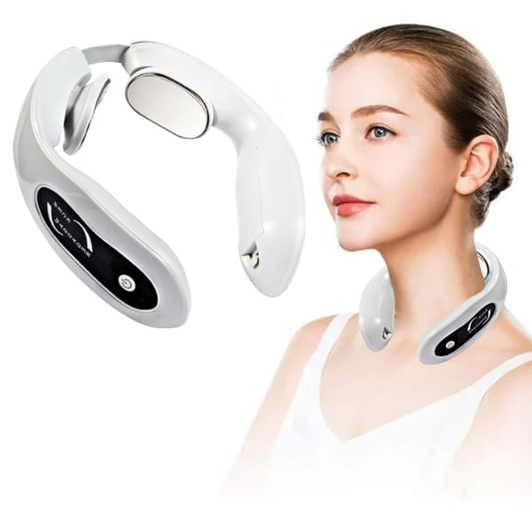 Intelligent nackmassageinstrument Bärbar nackmassage och avkopplande instrument Torrbatteridrivet grått blue(usb charge)