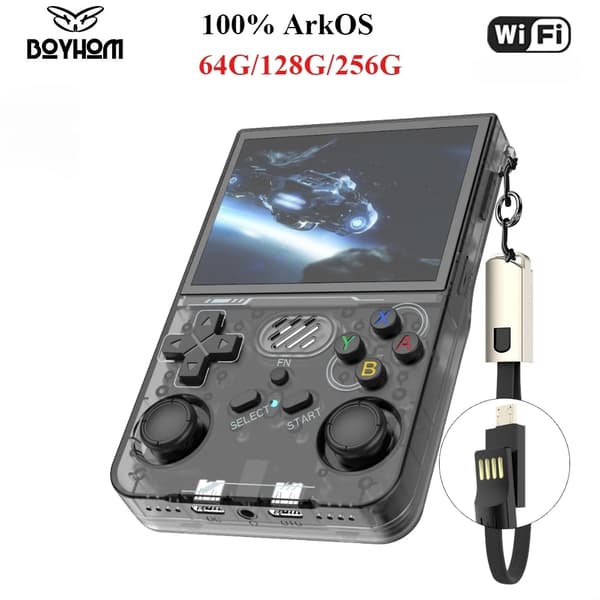 ArKOS R36XX Retro Handheld Game Console Linux System 3,5 tums IPS-skärm 64/128GB/256GB Game Player White 256G(60K Games)
