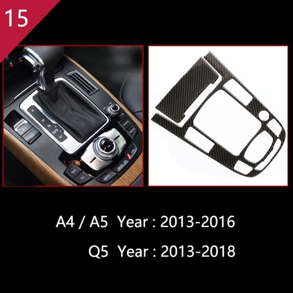 Äkta kolfiber mittkonsol växelspakspanel täckram för Audi A4 B8 A5 2009 2010 - 2016/ Q5 2010-2018 E
