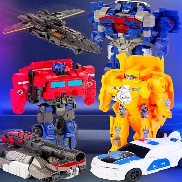 Transformerende bilrobotlegetøj – Et-trins deformation Anime Action Figur – Puslespilsmodel Yellow