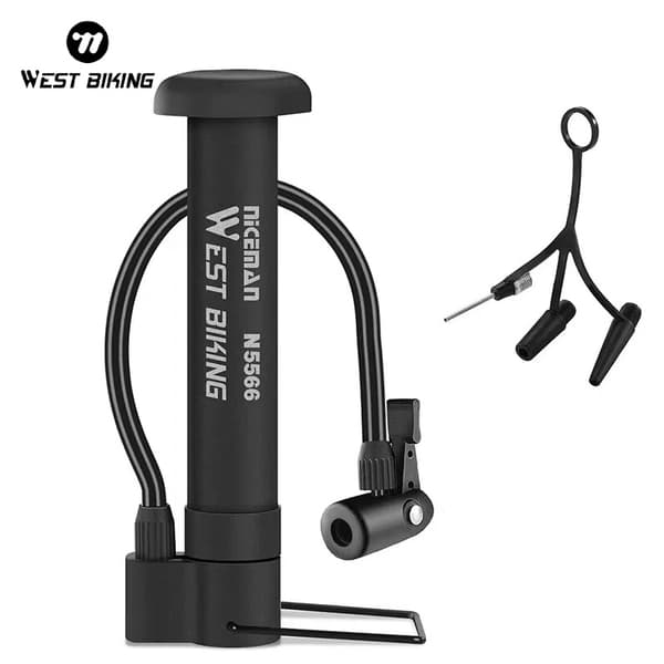 WEST BIKING MTB Cykelpump 80 PSI Manuell Luftinflator Golvpump för Schraderventildäck black
