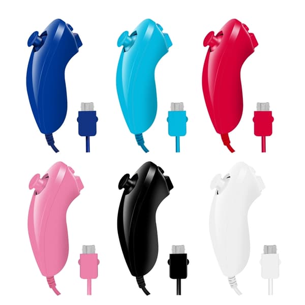 För Wii/Wii U trådlös vibrationskontroll – vänster Nunchuk-joystick + höger fjärrkontroll med silikonfodral och handledsrem Red Bundle Left