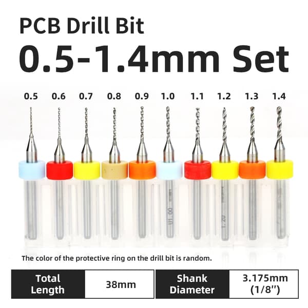 TOOLEYE 10-delt printkortboresæt mikroboremaskiner printkort 1/8" skaft mini CNC-boremaskiner PCB 2.3 mm 10 pcs