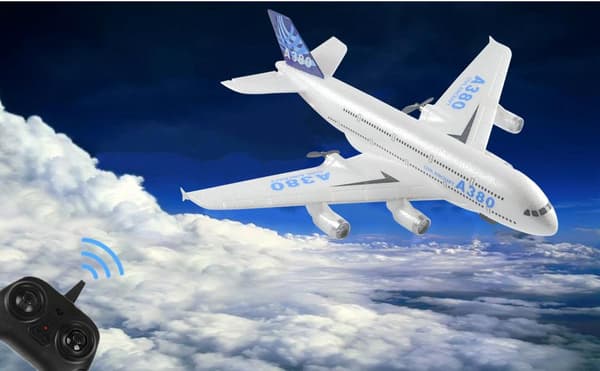 A380 Flygplan Airbus RC Flygplan Skumleksaker 2.4G Glide Fastvingade RTF Flygplan Utomhusleksaker Drönare Modell Lätt Flygande Barnpresent 2CH Blue