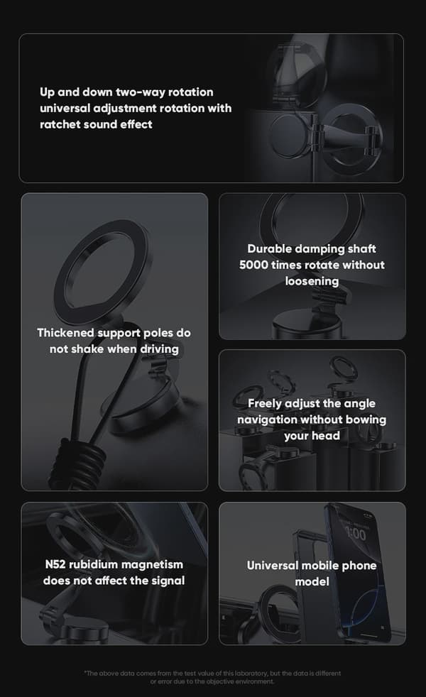 1080 Magsafe bilhållare för iPhone 17 16 Pro Max Plus mobilmontering för fordon Black