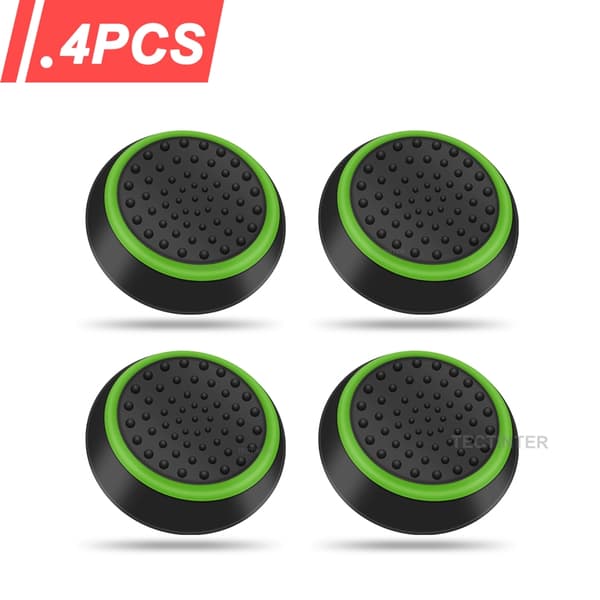 4 stk. silikone analoge thumbstick-grebsdæksler til PS5/PS4/PS3 controllerhætter til Steam Deck/Xbox One/Xbox 360 gamepad-tilbehør Black Green