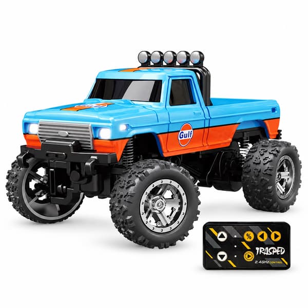 1:64 Speed ​​​​Mini terrängfjärrkontroll Billegering Cool belysning Stötdämpning Bordsdator Tävlingsleksak Liten present Blue