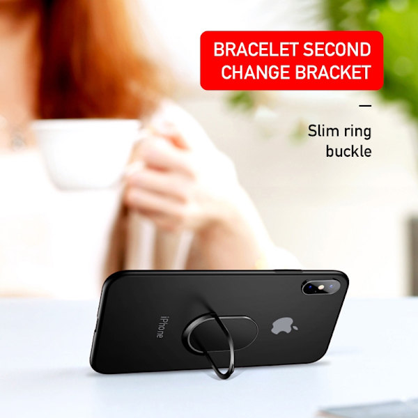 Universal Magnetisk Fingerring Telefonholder Stativ Bilmontering til iPhone Smartphone Black